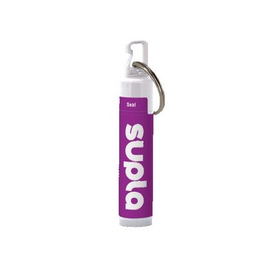 SPF 15 Lip Balm in White Tube with Hook Cap and Silver Metal Split-Ring